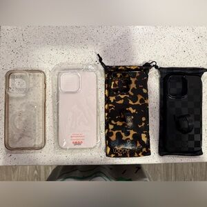 IPHONE 14 Pro max righty Loopy Case Tortoise and Black Checkered Phone Cases